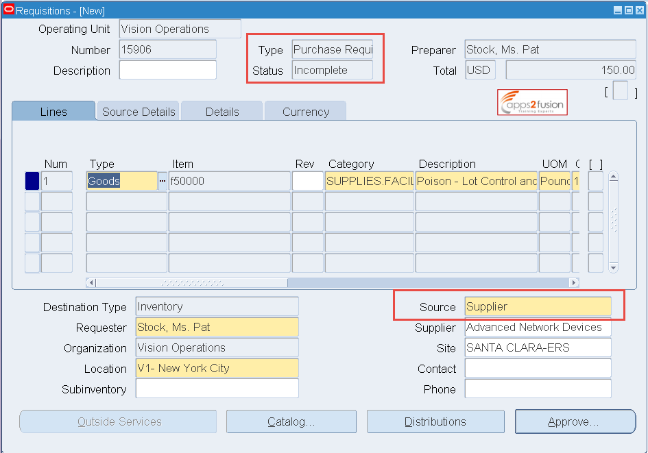 Purchase Requisitions In Oracle Apps R